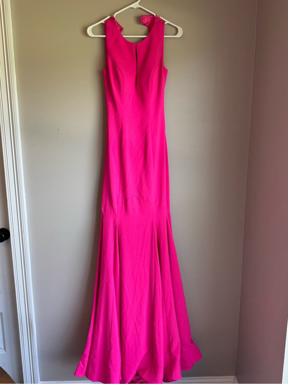 JVN by Jovani Hot Pink Sleeveless Mermaid Prom Gown